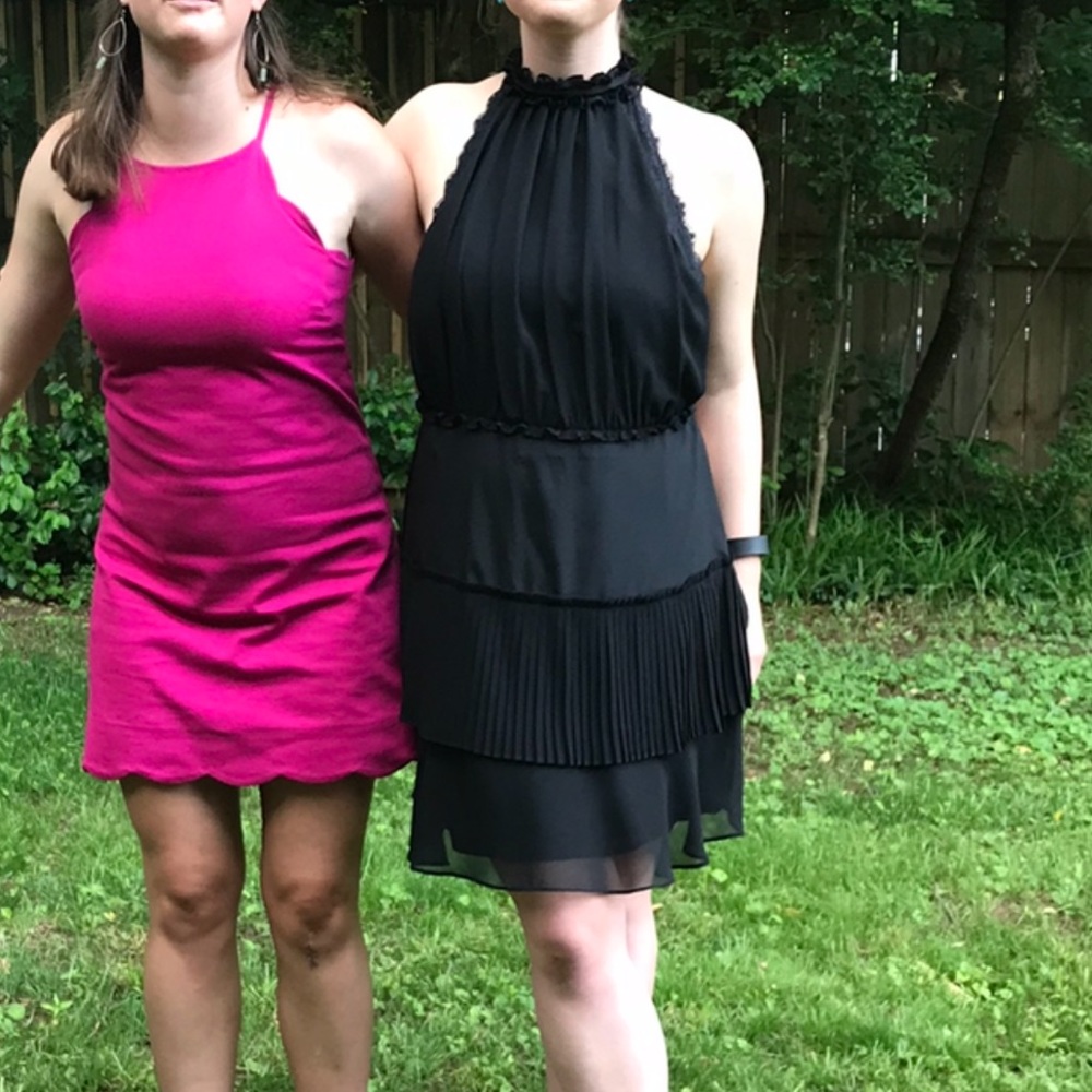 Black high neck halter dress